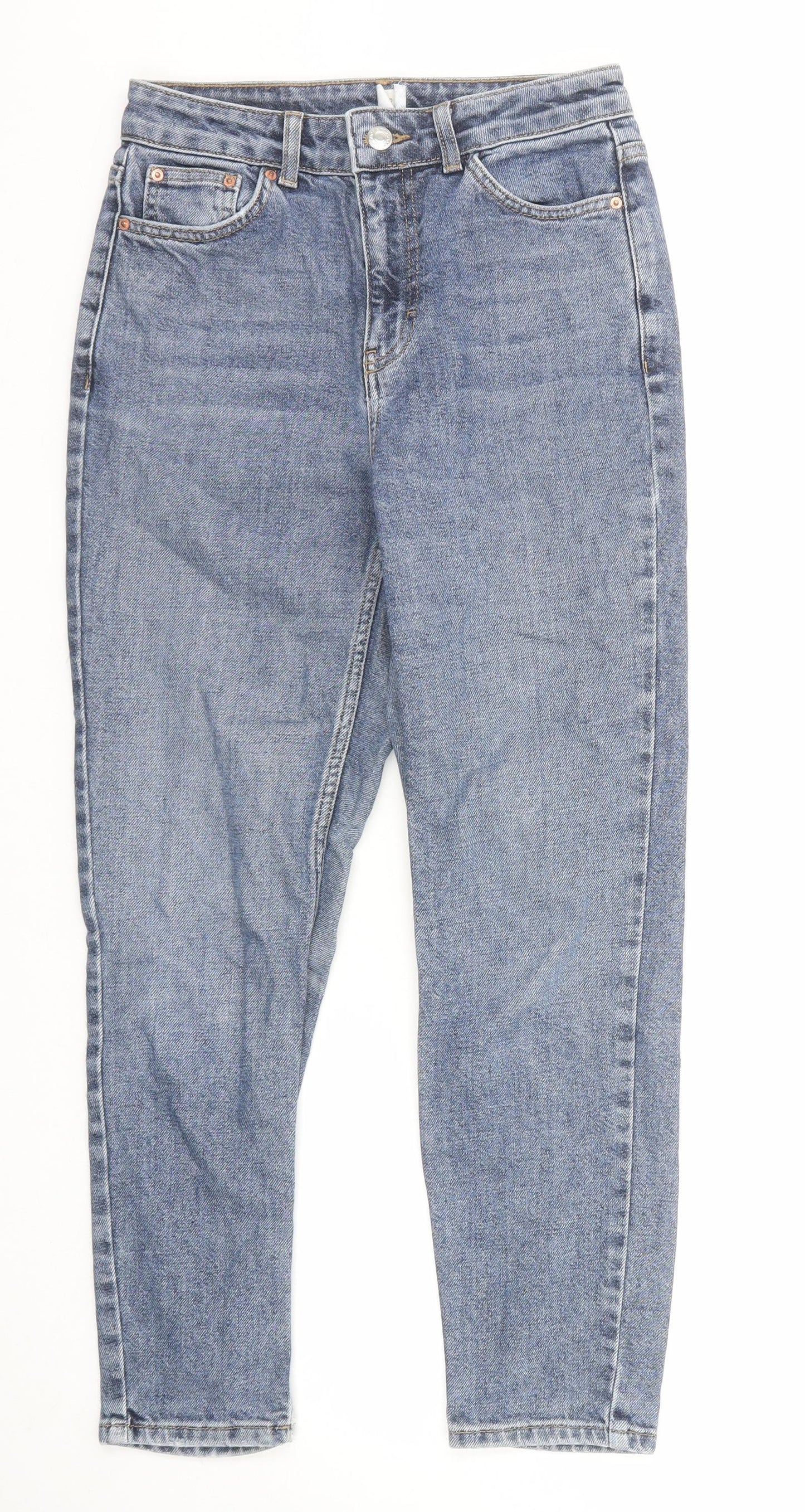 Topshop Womens Blue Cotton Straight Jeans Size 26 in L30 in Regular Zip