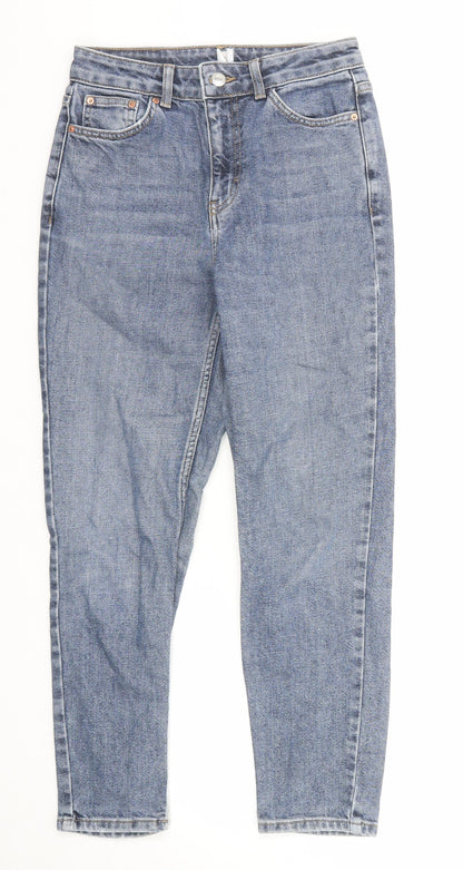 Topshop Womens Blue Cotton Straight Jeans Size 26 in L30 in Regular Zip