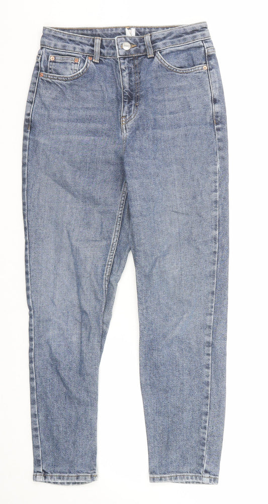Topshop Womens Blue Cotton Straight Jeans Size 26 in L30 in Regular Zip