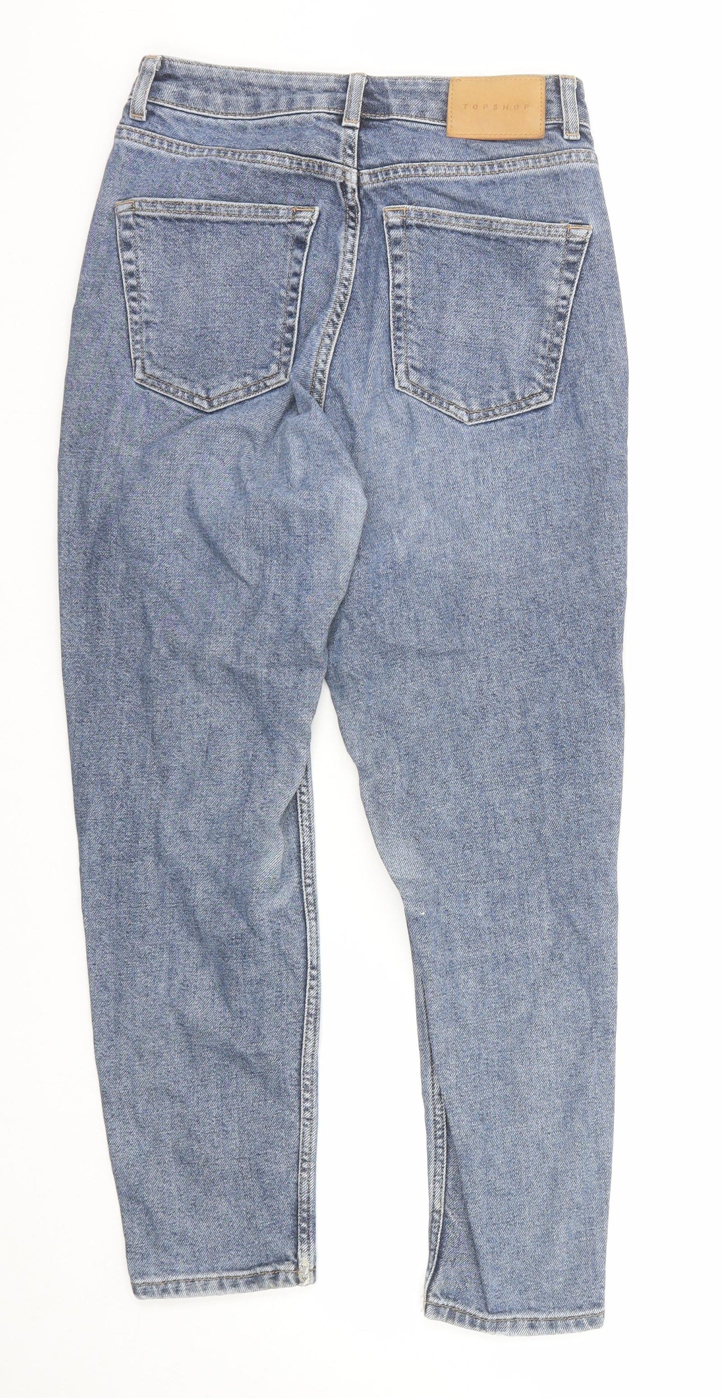 Topshop Womens Blue Cotton Straight Jeans Size 26 in L30 in Regular Zip
