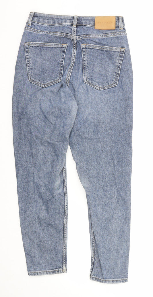Topshop Womens Blue Cotton Straight Jeans Size 26 in L30 in Regular Zip