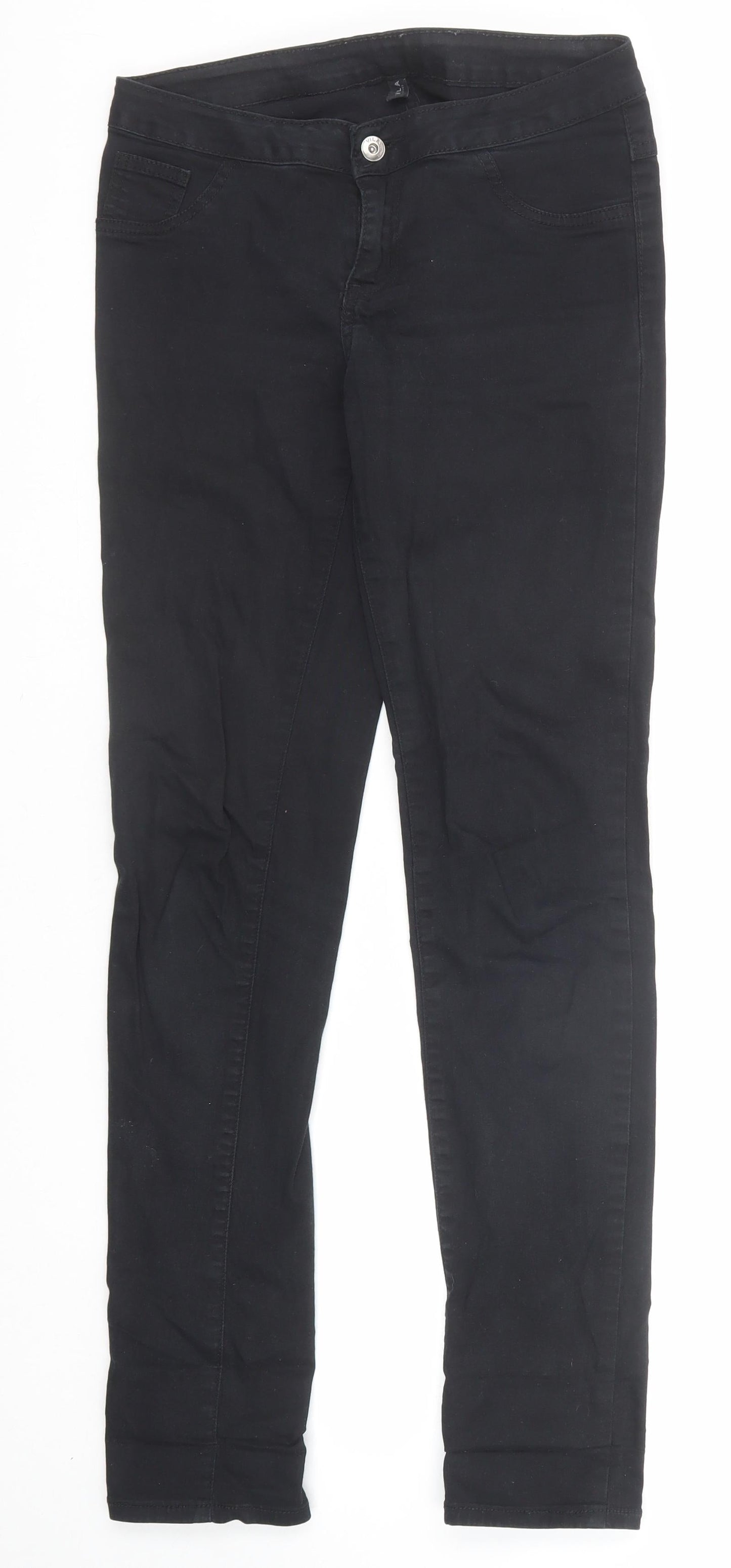 Womens UK Size M Villa Regular Fit Straight Black Jeans