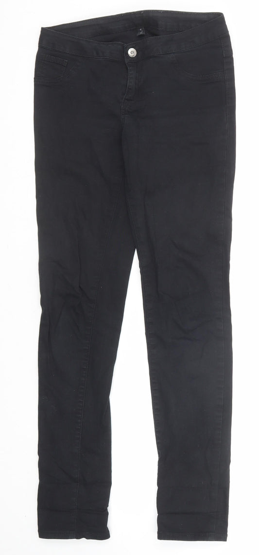 Womens UK Size M Villa Regular Fit Straight Black Jeans