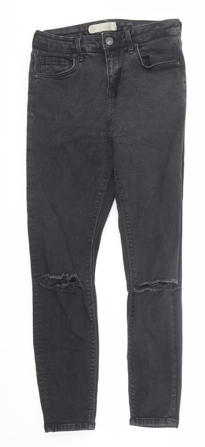 Topshop Womens Grey Cotton Skinny Jeans Size 28 in Regular Zip