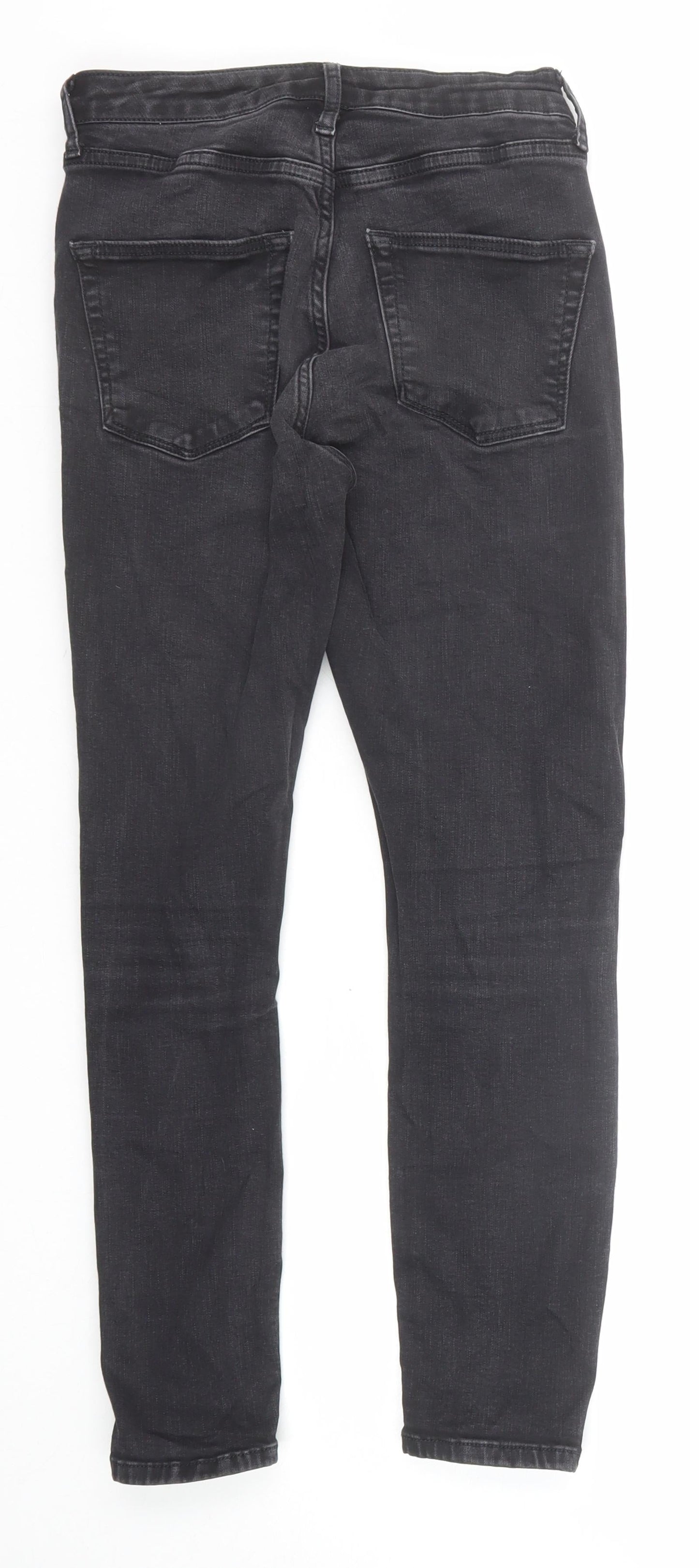 Topshop Womens Grey Cotton Skinny Jeans Size 28 in Regular Zip