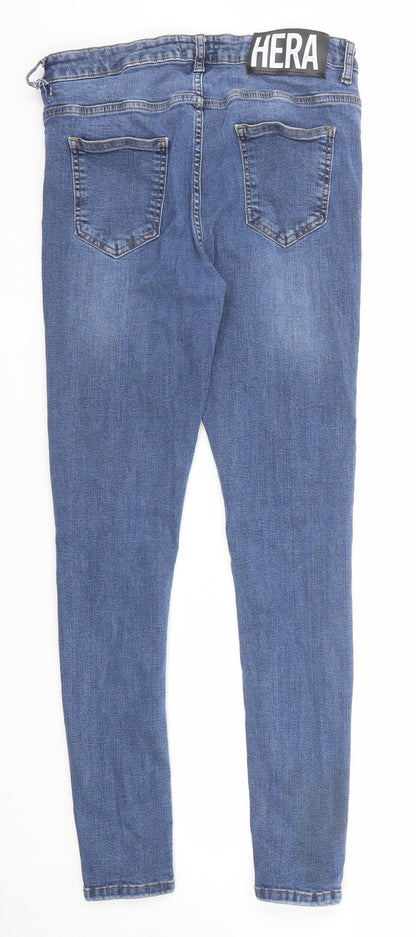 Hera Womens Blue Cotton Skinny Jeans Size 30 Regular Zip
