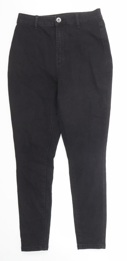 Boohoo Womens Black Cotton Skinny Jeans Size 10 Regular Zip