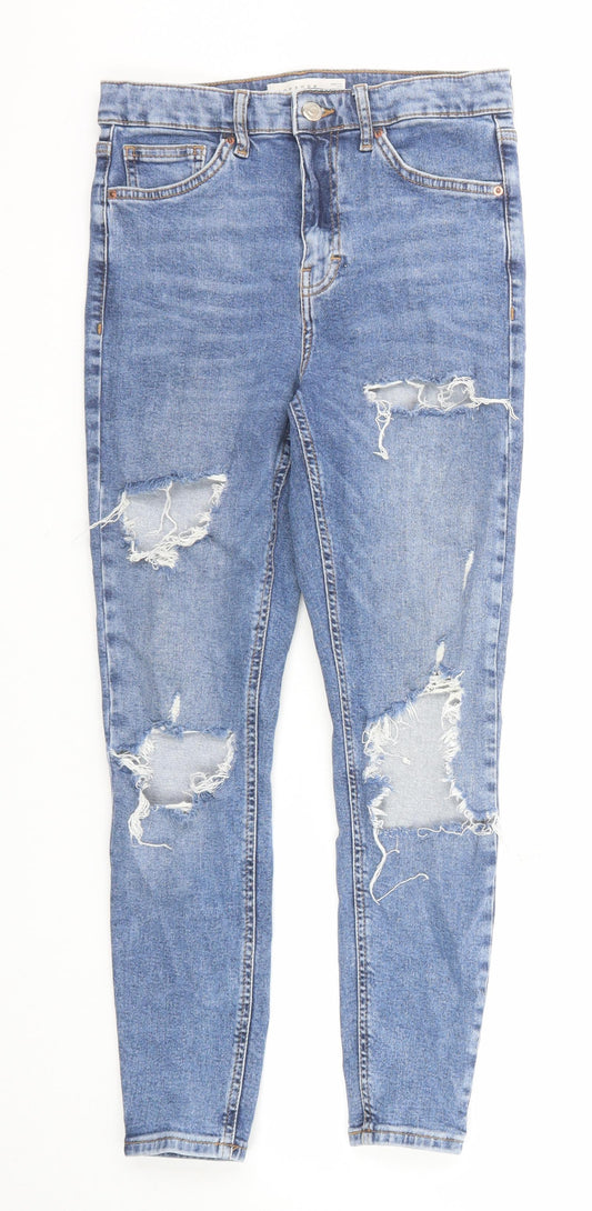 Topshop Womens Blue Cotton Skinny Jeans Size 26 in L30 in Regular Zip