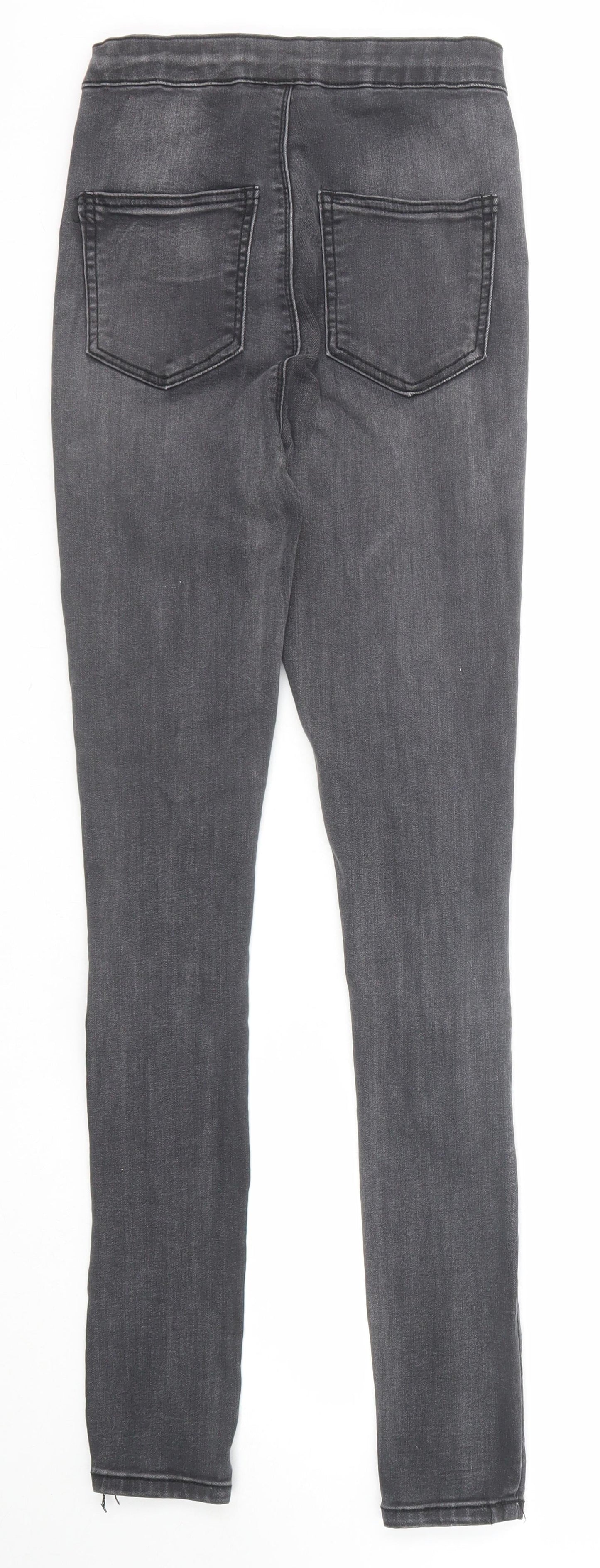 PRETTYLITTLETHING Womens Black Cotton Skinny Jeans Size 8 Regular Zip