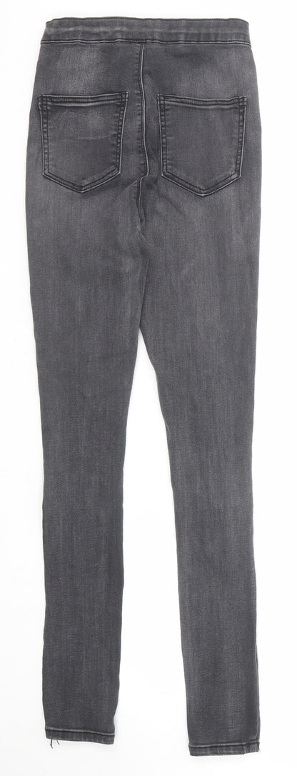 PRETTYLITTLETHING Womens Black Cotton Skinny Jeans Size 8 Regular Zip