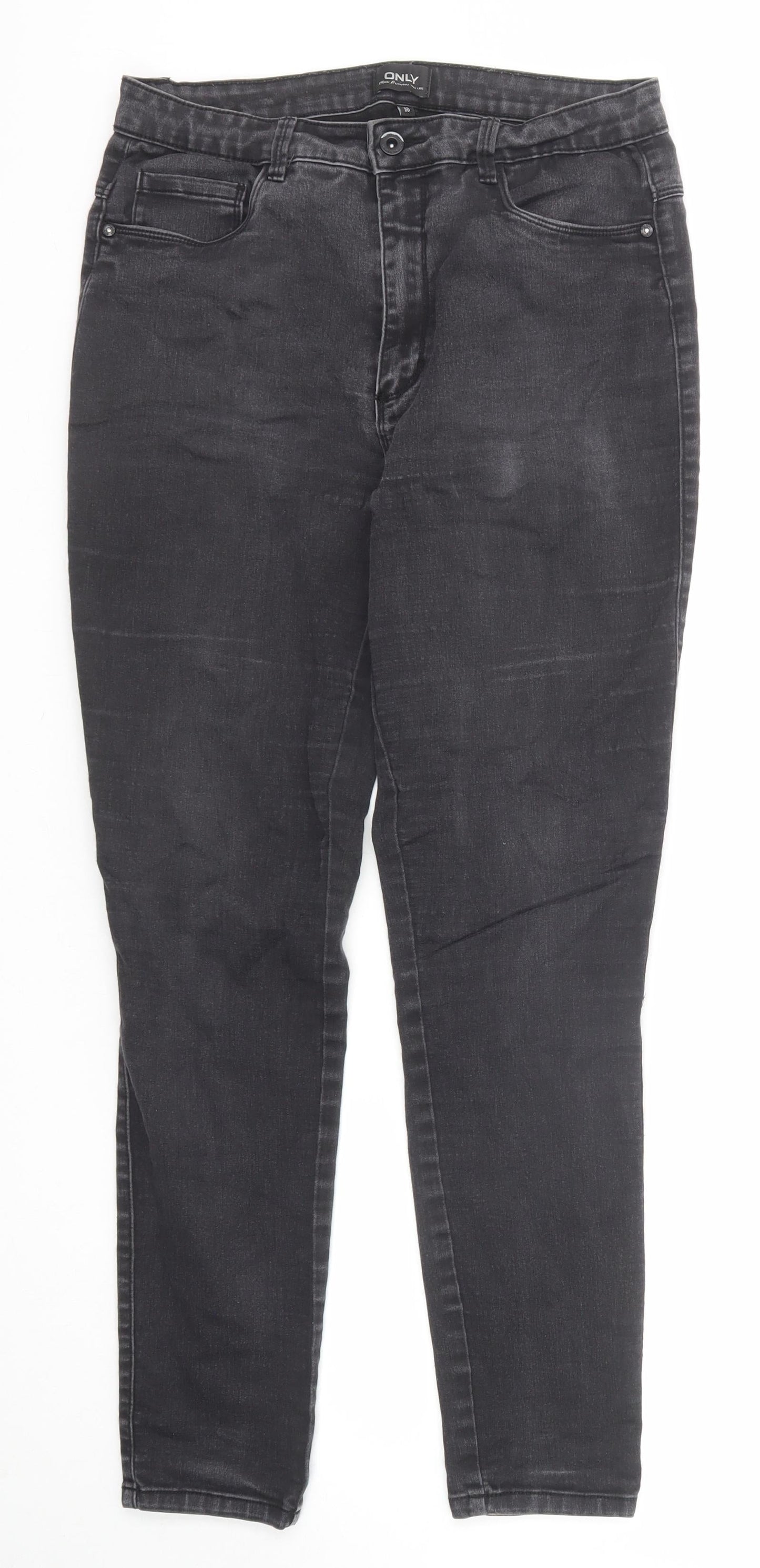 Only Womens Black Cotton Straight Jeans Size 30 in Regular Zip