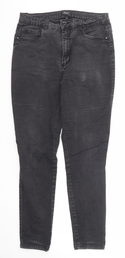 Only Womens Black Cotton Straight Jeans Size 30 in Regular Zip