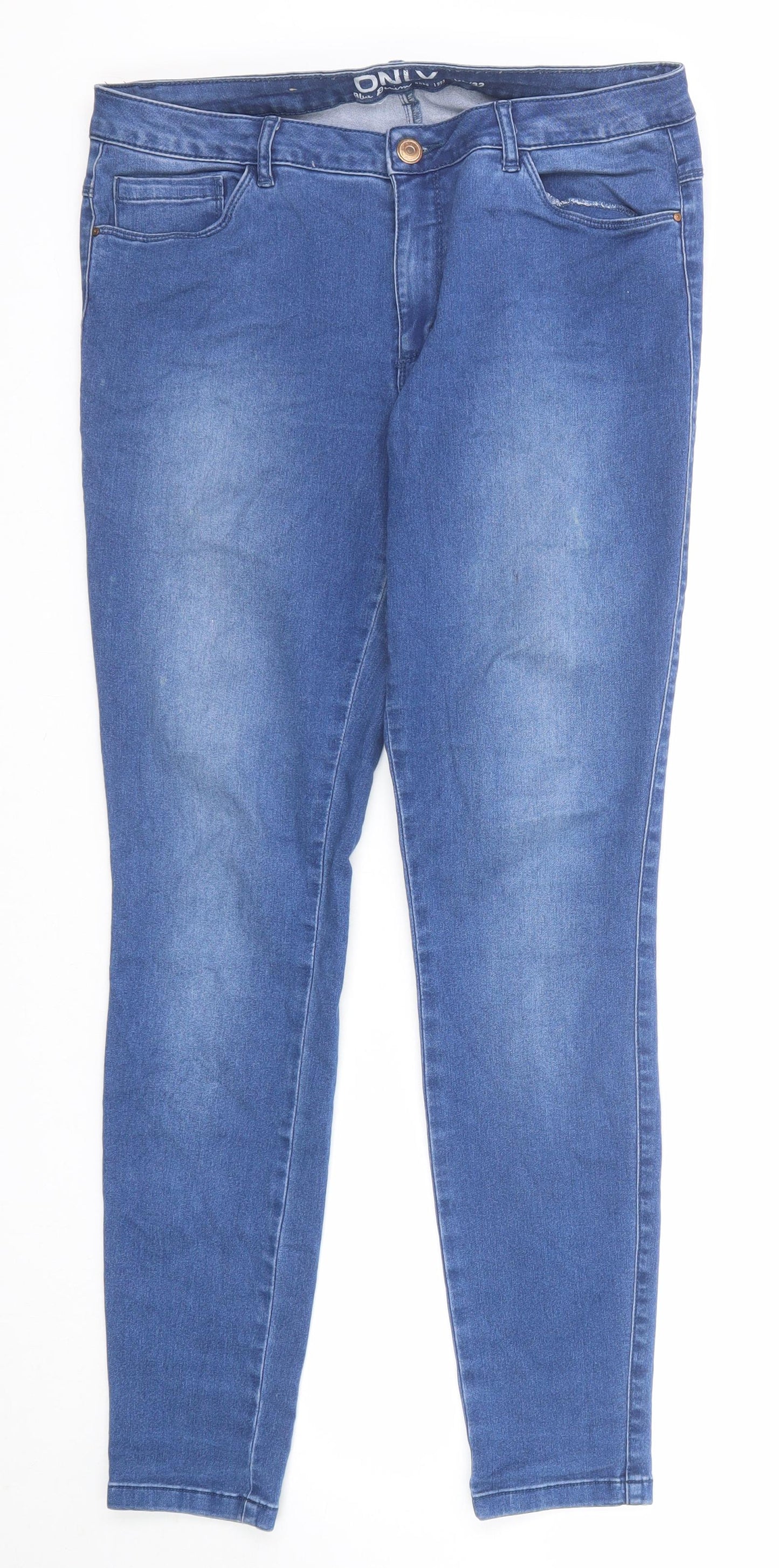 Only Womens Blue Cotton Skinny Jeans Size 32 in Regular Zip