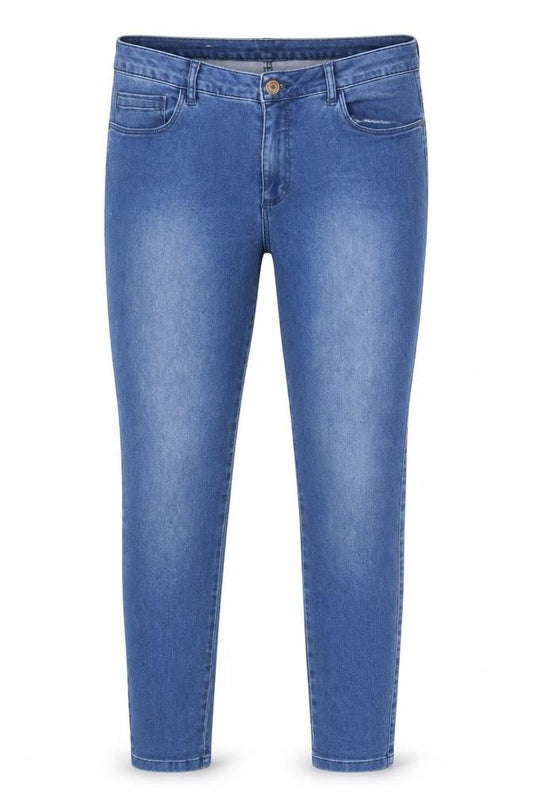 Front view of Only women’s blue cotton skinny jeans, size UK 32, in regular zip
