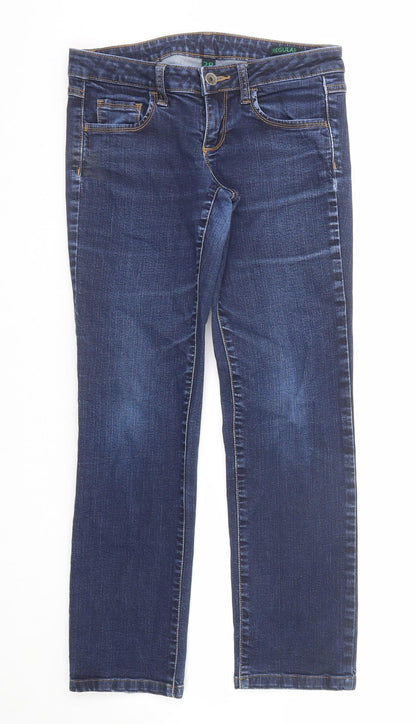 Benetton Jeans Womens Blue Cotton Straight Jeans Size 28 in Regular Zip
