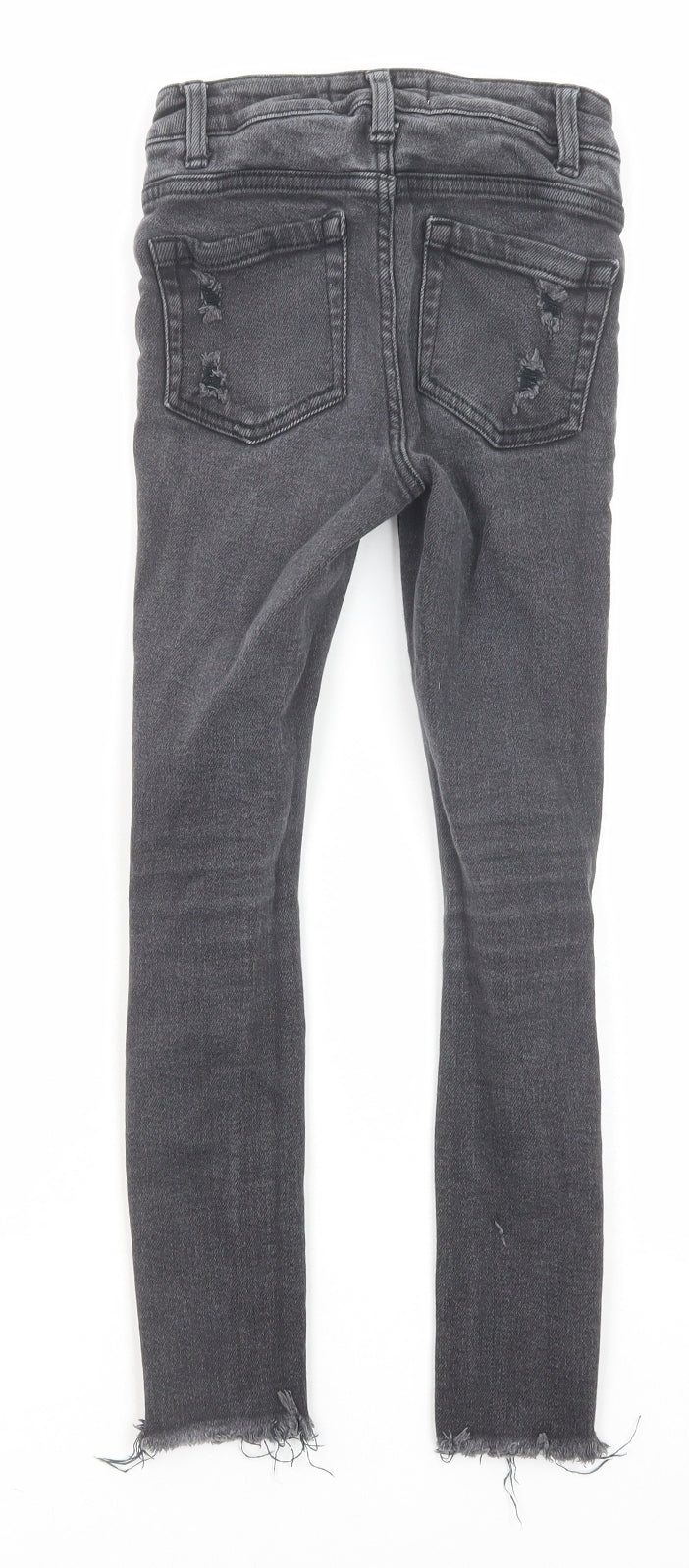 New Look Girls Grey Cotton Skinny Jeans Size 9 Years Regular Zip - Distressed