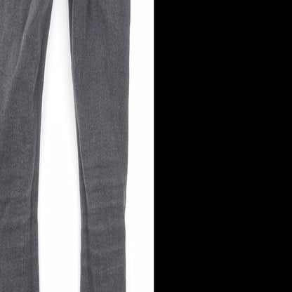 New Look Girls Grey Cotton Skinny Jeans Size 9 Years Regular Zip - Distressed