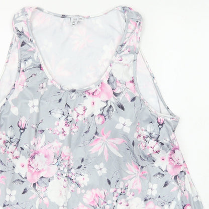 Flycur Womens Grey Floral Polyester Basic Tank Size 2XL Scoop Neck