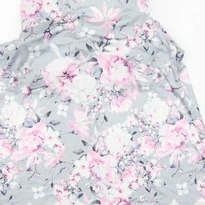 Flycur Womens Grey Floral Polyester Basic Tank Size 2XL Scoop Neck