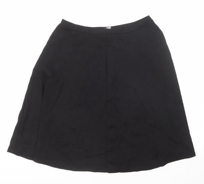 Dorothy Perkins Womens Black Viscose Swing Skirt Size 14