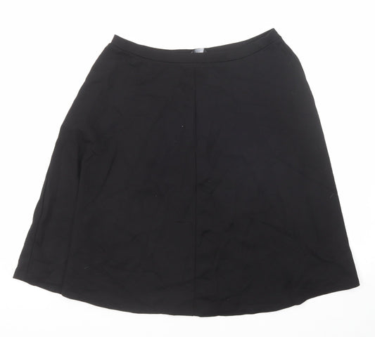 Dorothy Perkins Womens Black Viscose Swing Skirt Size 14