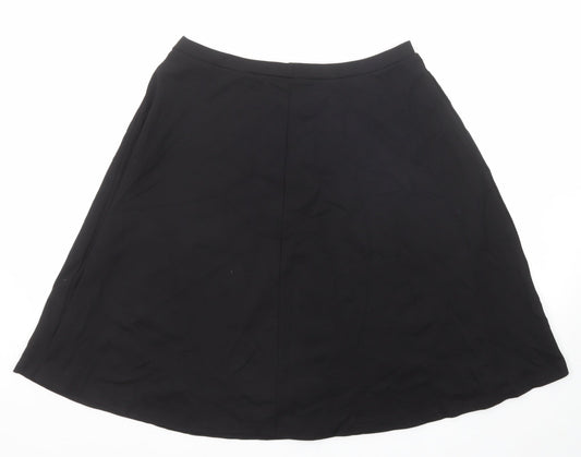 Dorothy Perkins Womens Black Viscose Swing Skirt Size 14