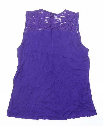 Aurora Womens Purple Viscose Basic Tank Size M Round Neck