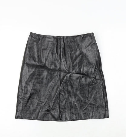 Marks and Spencer Womens Black Polyurethane A-Line Skirt Size 8 Zip