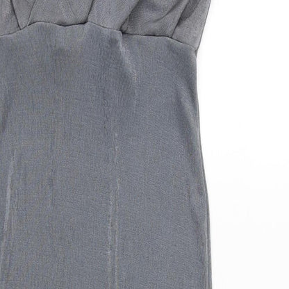 Missguided Womens Grey Polyester Slip Dress Size 4 V-Neck Pullover