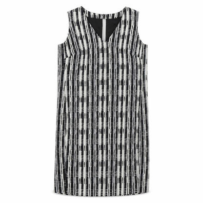 NEXT Womens Black Geometric Polyester Shift Size 12 V-Neck Zip