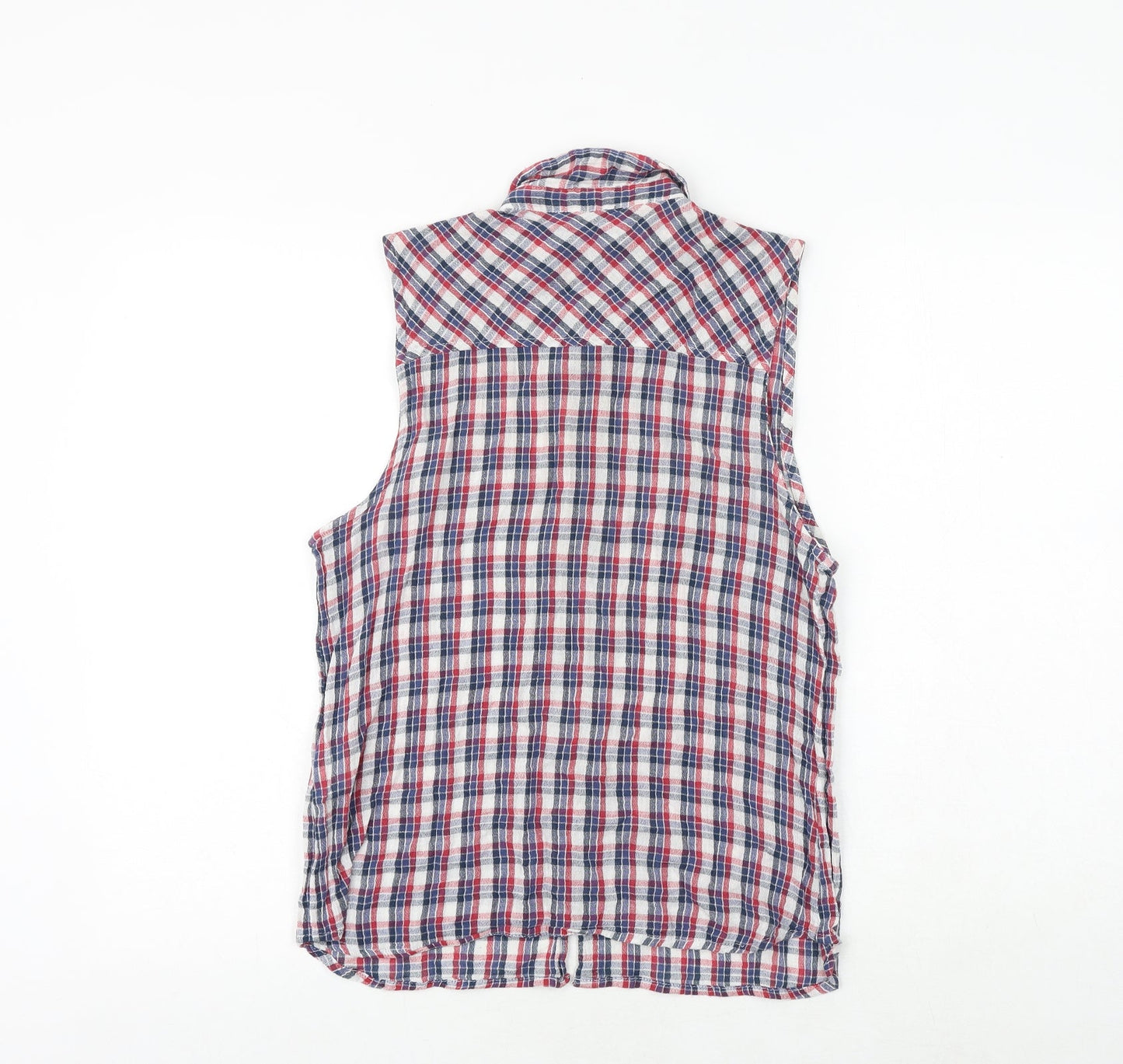 FOREVER 21 Womens Multicoloured Plaid 100% Cotton Basic Button-Up Size L Collared