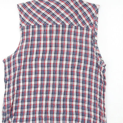 FOREVER 21 Womens Multicoloured Plaid 100% Cotton Basic Button-Up Size L Collared