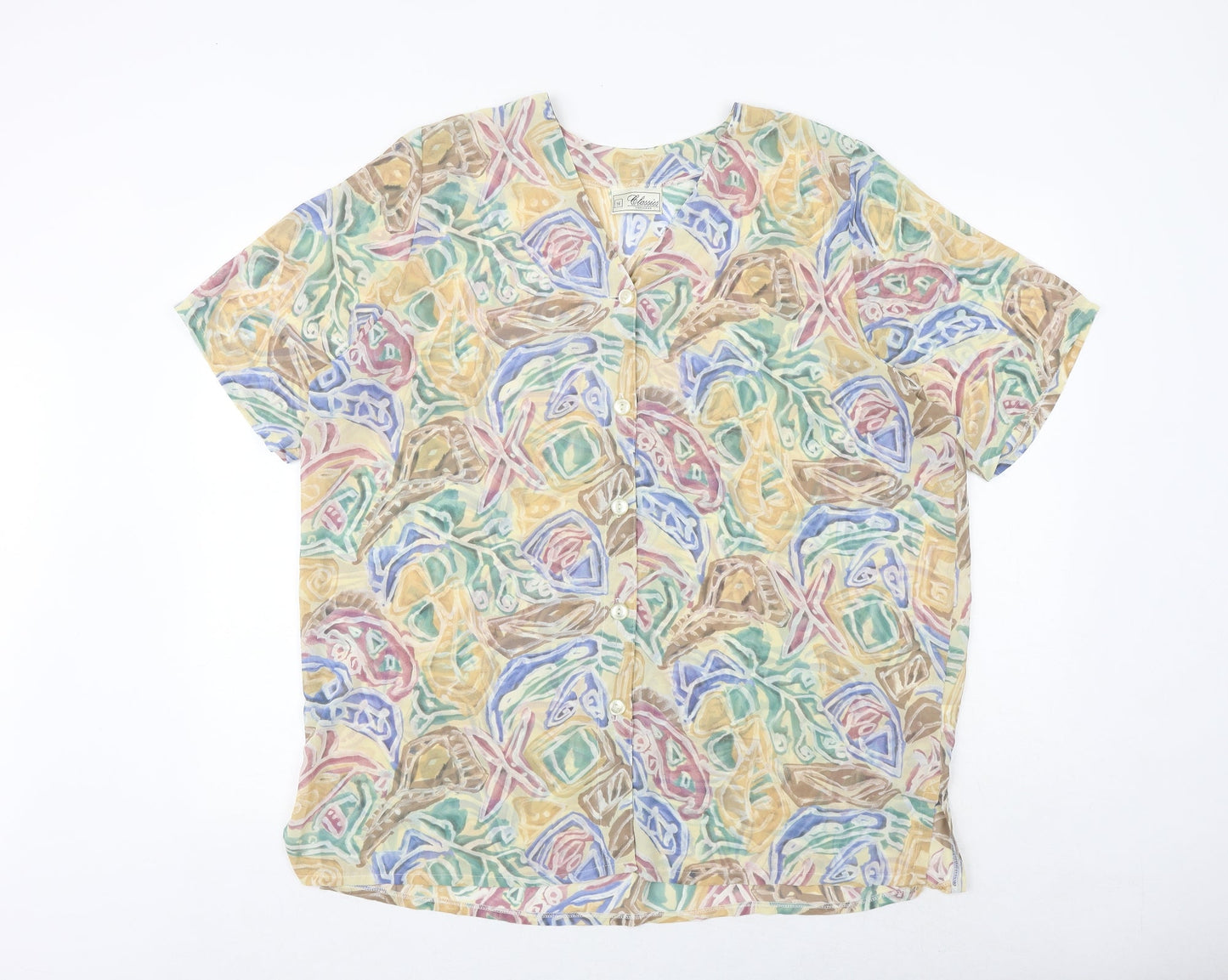 Womens UK Size 16 Debenhams Multicoloured Basic Button-Up
