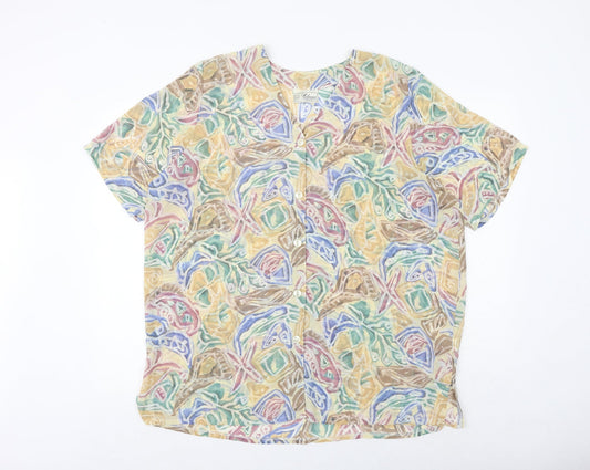 Womens UK Size 16 Debenhams Multicoloured Basic Button-Up