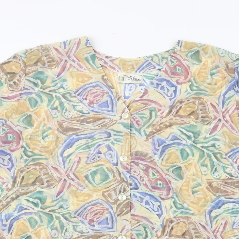 Womens UK Size 16 Debenhams Multicoloured Basic Button-Up