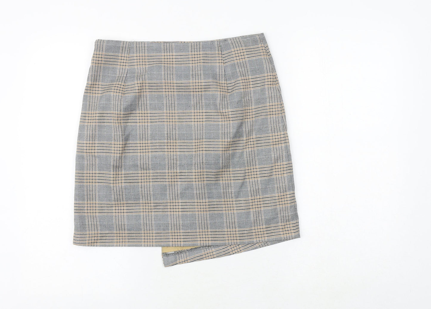 NEXT Womens Grey Plaid Polyester A-Line Skirt Size 8 Zip
