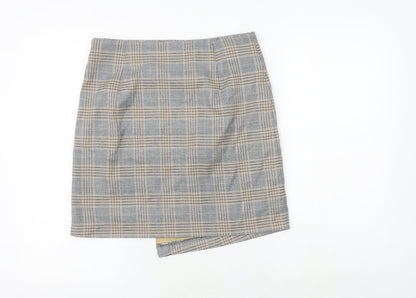 NEXT Womens Grey Plaid Polyester A-Line Skirt Size 8 Zip