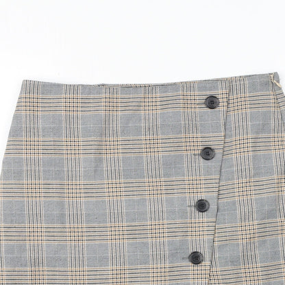 NEXT Womens Grey Plaid Polyester A-Line Skirt Size 8 Zip