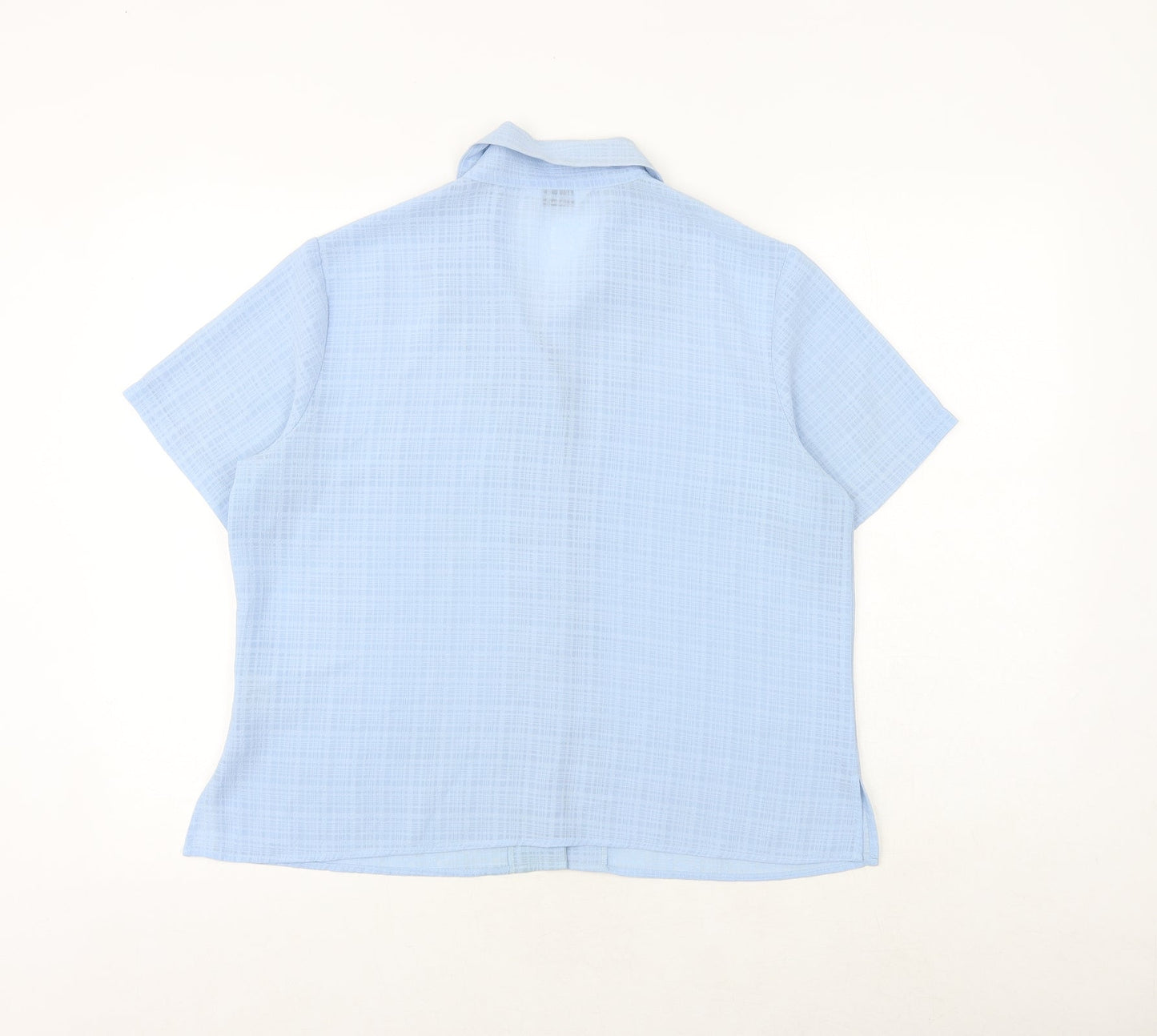 Berkertex Womens Blue Plaid Polyester Basic Button-Up Size 16 Collared