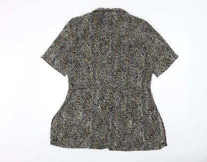 Womens UK Size 16 Wallis Brown Basic Button-Up