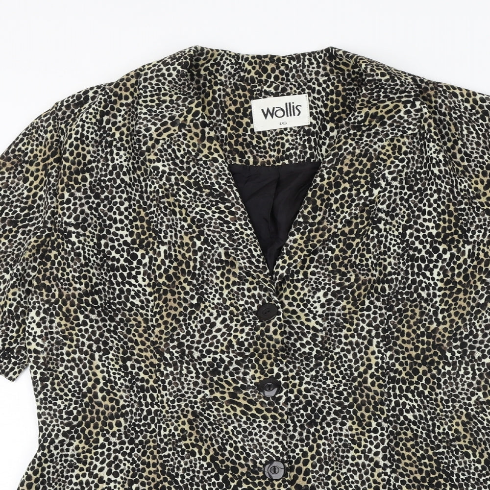 Womens UK Size 16 Wallis Brown Basic Button-Up