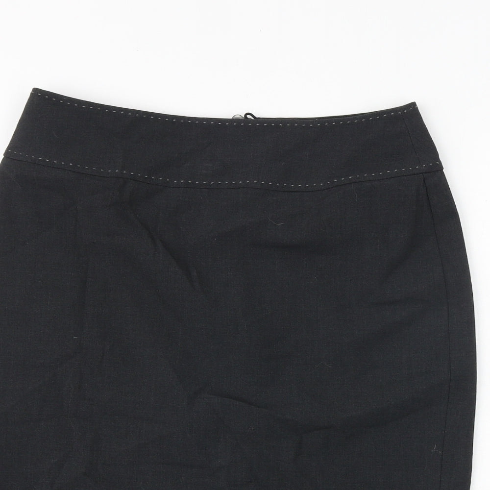 Marks and Spencer Womens Grey Polyester A-Line Skirt Size 12 Zip