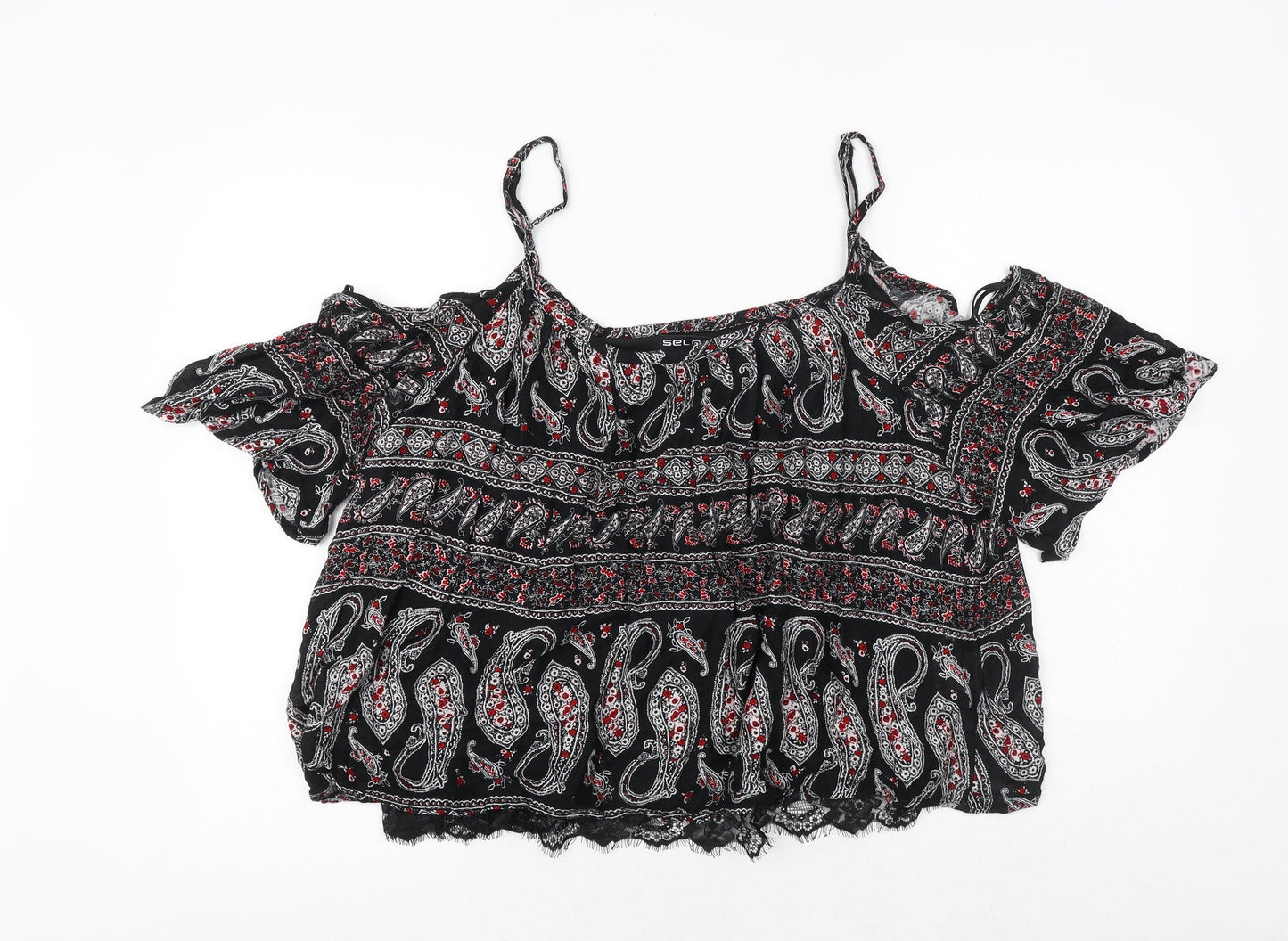 Womens UK Size 16 Select Black Cropped Blouse
