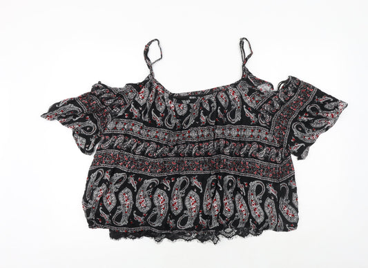 Womens UK Size 16 Select Black Cropped Blouse