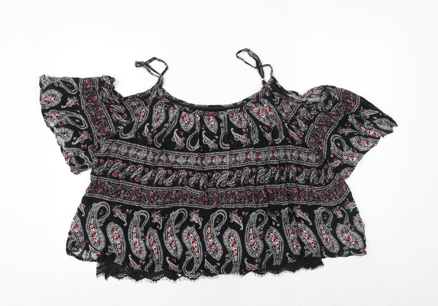 Womens UK Size 16 Select Black Cropped Blouse