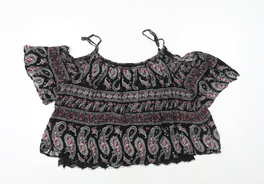 Womens UK Size 16 Select Black Cropped Blouse