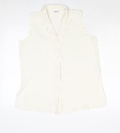 Berkertex Womens Ivory Polyester Basic Button-Up Size 14 Collared