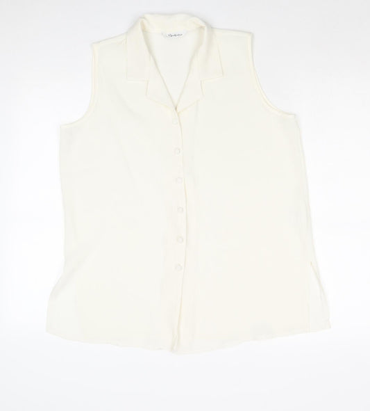 Berkertex Womens Ivory Polyester Basic Button-Up Size 14 Collared