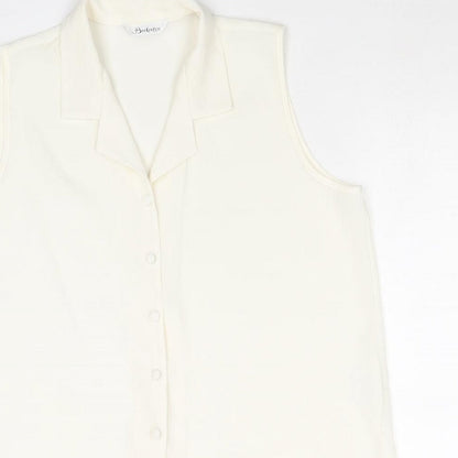Berkertex Womens Ivory Polyester Basic Button-Up Size 14 Collared