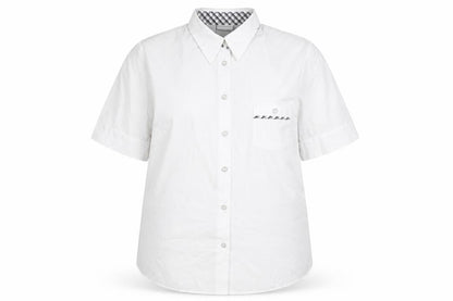 Delmond Womens White Polyester Basic Button-Up Size 16 Collared